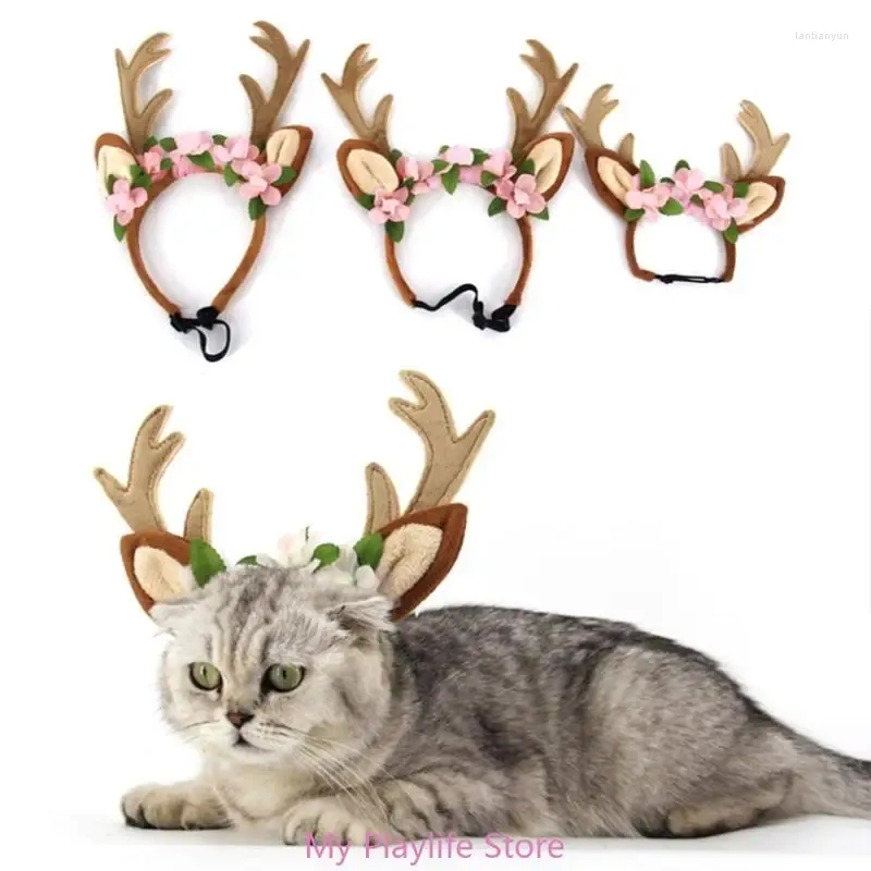 Abbigliamento per cani da gatti cani rendeer Festival della fascia per le capelli animali con accessori per cosplay cinghia al collo regolabile