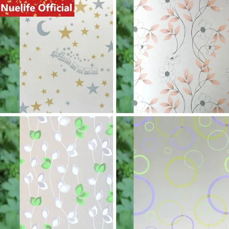 Raamstickers variëteit van kleurcartoonpatroon Plant Flower ONAME GLASE FILM BADKAMER Woonkamer Kinderen Slaapkamer Zelfklevend