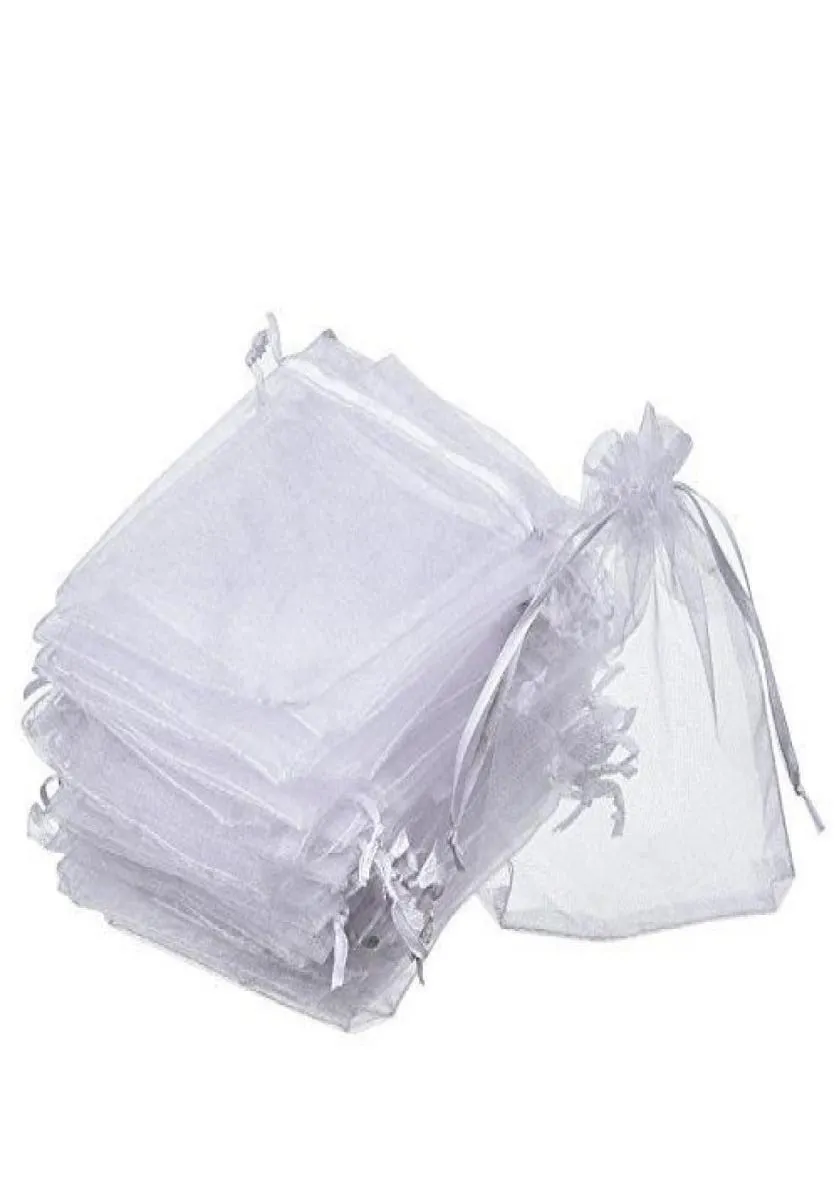 100 pcslot białe organy organza torby opakowania biżuterii ślubnej torebki