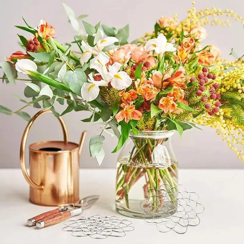 Vases Bouquet Holder For Vase 3pcs Stainless Steel Floral Insert Arrangement Ring Spiral Stem