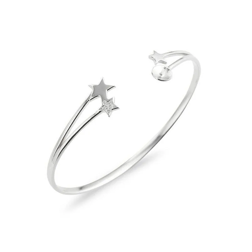 Ustawienia biżuterii Star Bransoletka Pearl Semi Mount 925 Sterling Sier Blank Otwarta Bieczenia 3 sztuki Dhokw otiuz