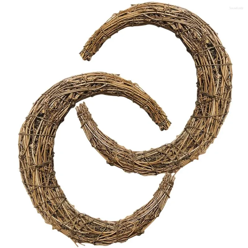 Decorative Flowers 2 Pcs Wreath Rattan Garland Sunflower Wreaths Front Door Frame Iron Moon For DIY