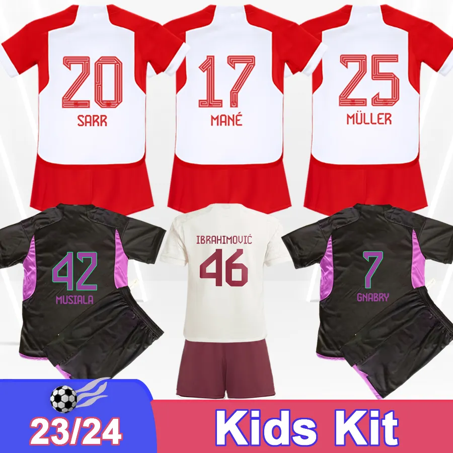 23 24 Gnabry Goretzka Kids Kit Soccer Jerseys Sane Kane Coman Kimmich Choupo-Moting Davies Muller Home Away 3rd Child Football Shirts