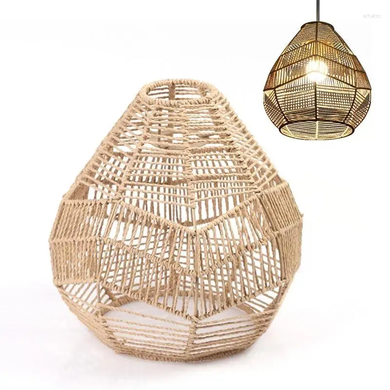 Dekorativa figurer Pendant Lamp Shade Paper Rop Rattan Boho Handväv Lampskärm Ljus nyanser eller Kök Island Bedroom Restaurant