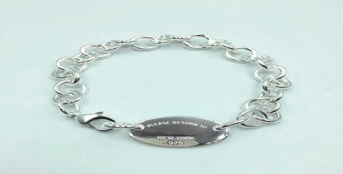 11 S925 Sterling Silver Oval Pendant Exclusive Armband Original Högkvalitativa smycken Lovers Wedding Valentine Gift H09182898077