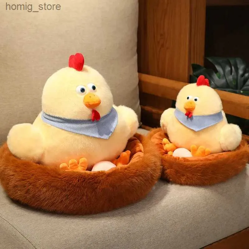 Peluş Bebekler Chick Coop Ailesi Peluş Toys Tavuk Anne Chick Bebek Peluş Bebekler Simülasyon Tavuğu Yuva Dolgulu Hayvanlar Çocuk Hediyeleri Y240415