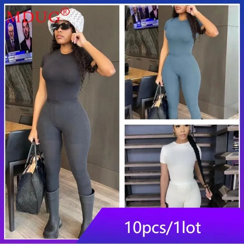 Dwuczęściowe spodnie kobiet 10Sets Women 2 Ostatnie 2024 Spring TrackSuits krótkie koszulka z krótkim rękawem Casual Bulk Elements Hurtowe partie M12852_1