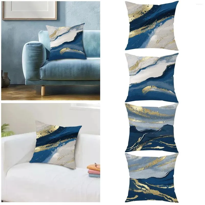 枕アブストラクトブルーサンズリネンプリントセットホーム装飾ソファベッドサイドソファ枕