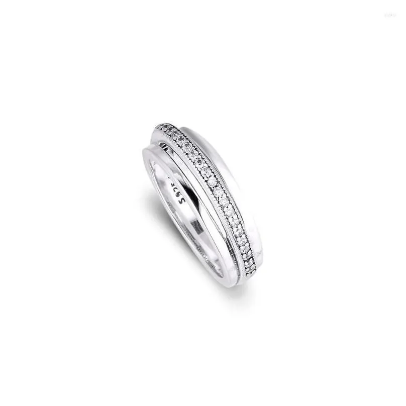 Pierścienie klastrowe Triple Band Pave 925 Sterling-Sier-Jewelry Drop Relivery Pierścień DHBPL