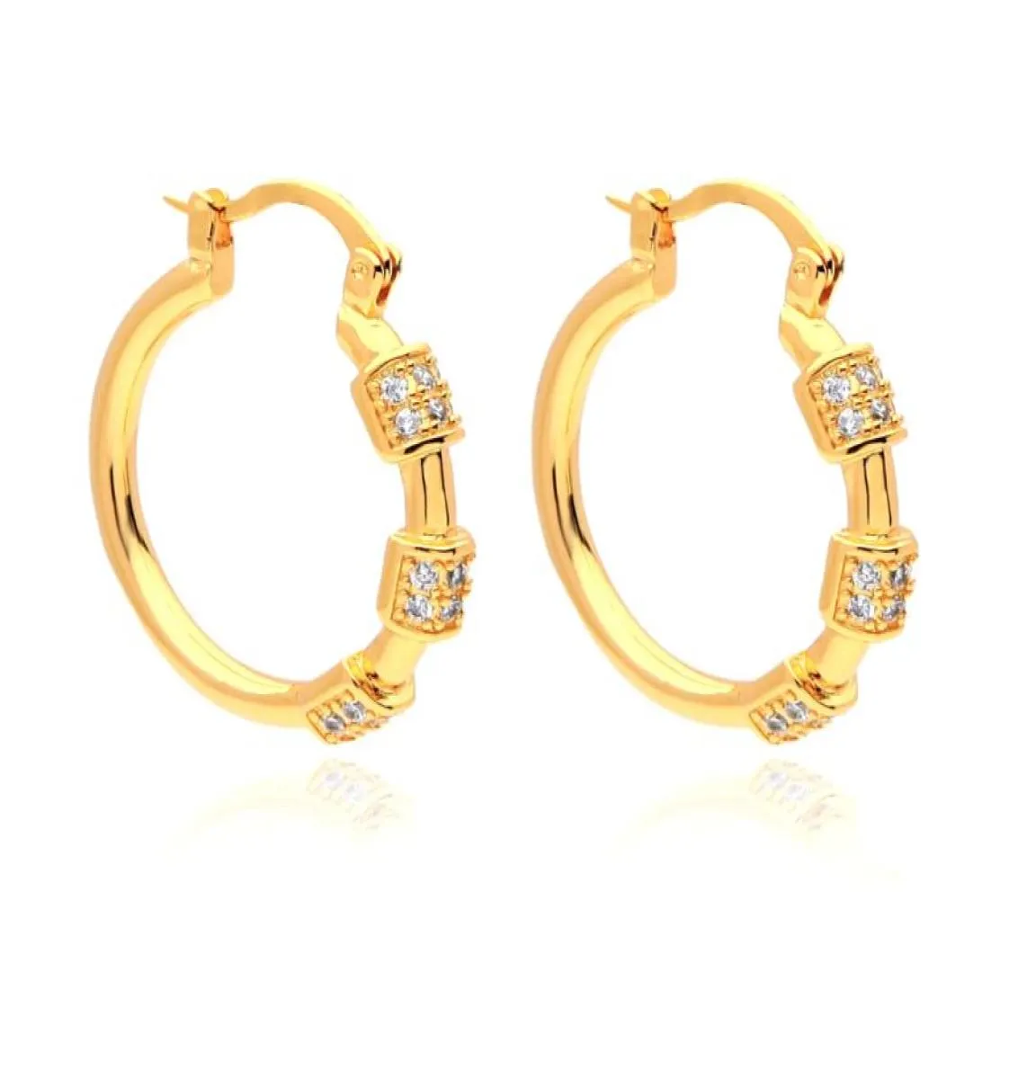 Varole minimalist cubic zirconia crystal hoop earrings 18k gold plated brass jewelry women ladies sets latest7435174