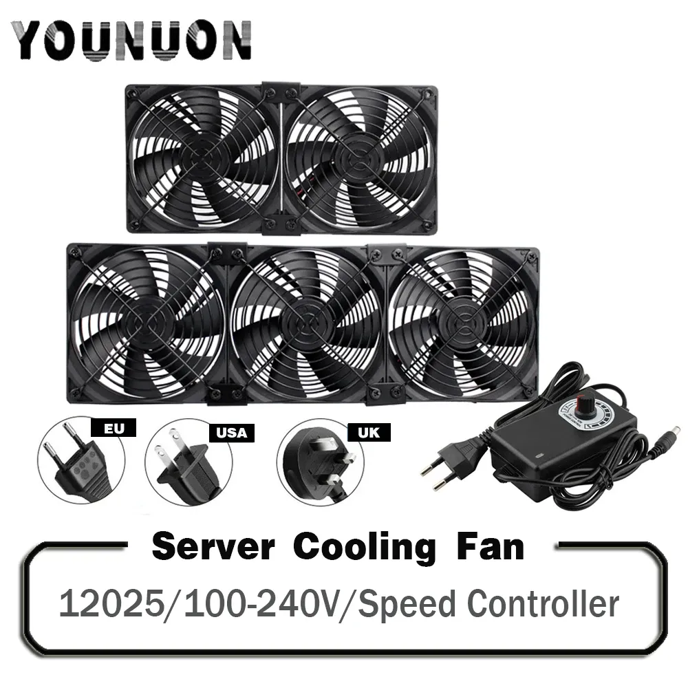 Raffreddamento Younuon 120mm da 3000 giri / min raffreddamento con controller 12 cm 12v 220V BTC Macchina BTC Chassis Workstation Cabinet Radiator Server Fan