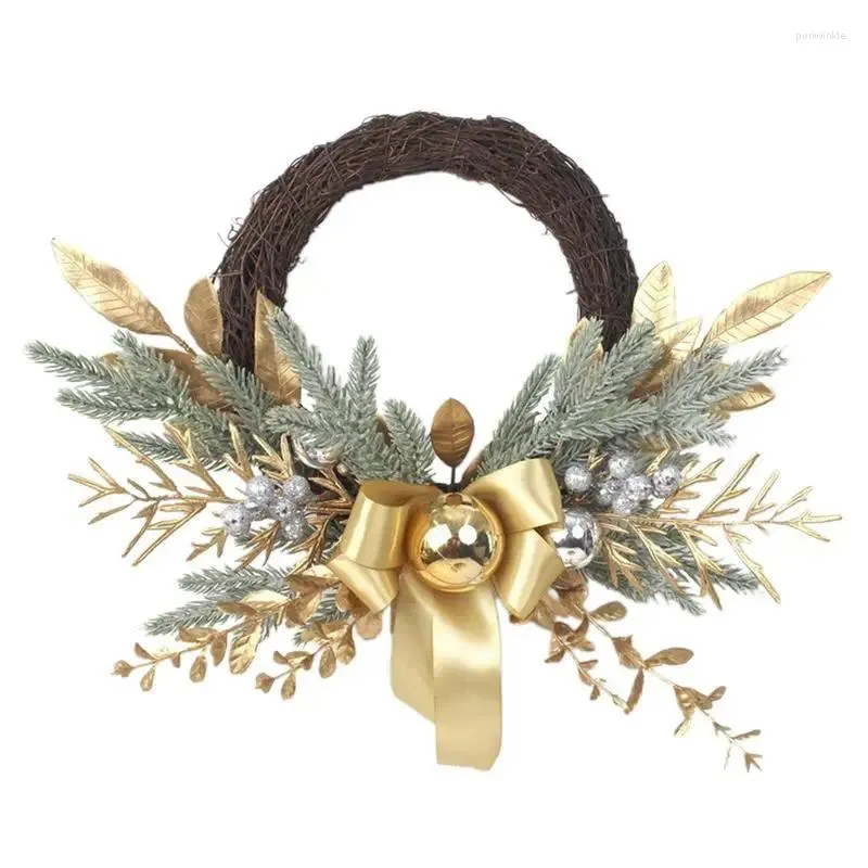 Decorative Flowers Christmas Door Wreath Gold Window Wall Decorations Ball Ornaments For Indoor Outdoor Decor