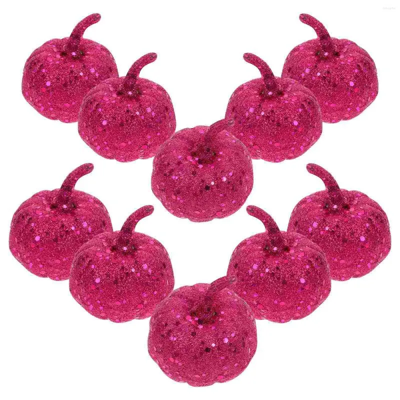 Dekorative Blumen 12pcs Pink Simulation Kürbis Halloween Dekoration Werkzeug lebensee Glitzer Kürbisse Tischprops Partyzubehör