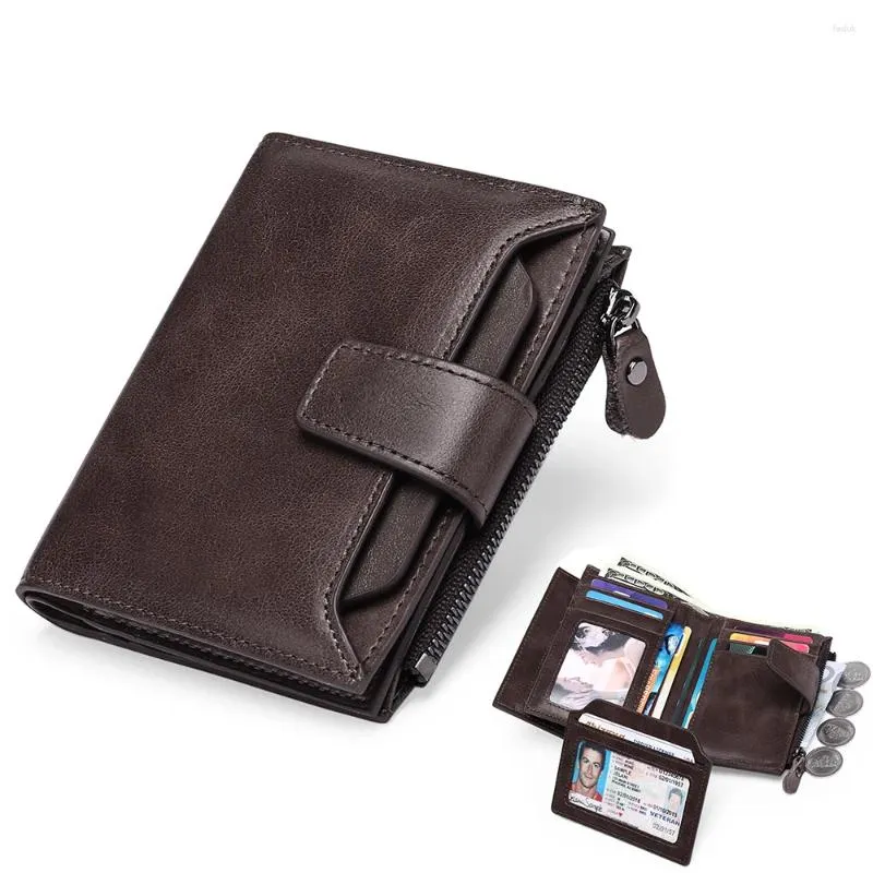 Wallets Men's Short Leather Wallet The First Layer Of Rubbed Cowhide Fashion Casual Bank Card Holder Driver's License