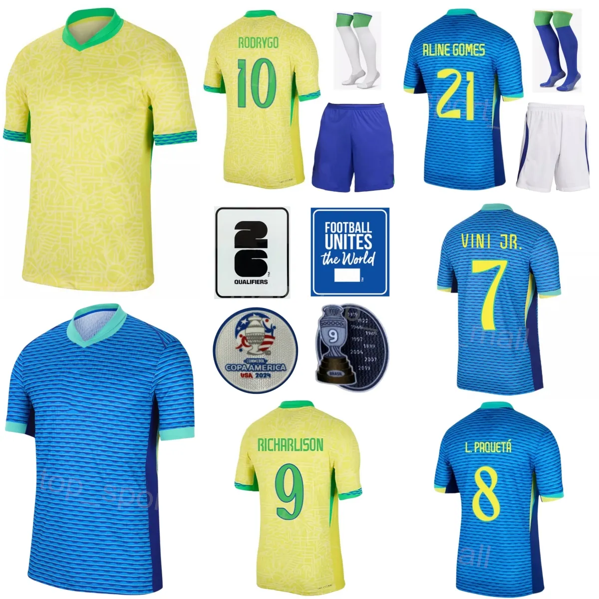 Man Youth 24 25 Copa America Brasil Soccer Jersey National Team 2 Danilo 10 Neymar Jr 13 Dani Alves 9 Jesus 18 Antony Alisson Joao Gomes Raphinha voetbalshirtkits