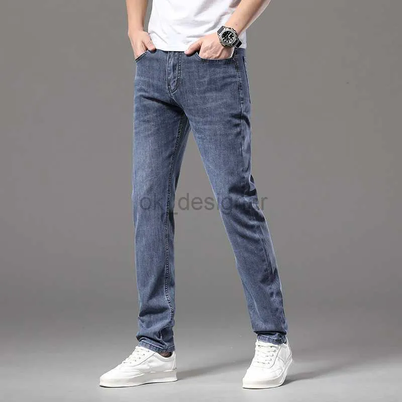 Diseñador de jeans masculinos Denim High End Denim Primavera/Verano Nuevo Talado de gama alta de gama alta en forma delgada Fit Pequeño Pantalón largo en