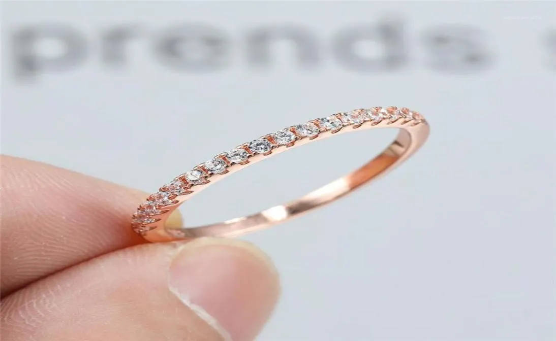 Mini Round Lab Diamond Thin Rings for Women 925 Sterling Silver Rose Gold Stackable Ring Female Wedding Jewelry Engagement Bands13388864
