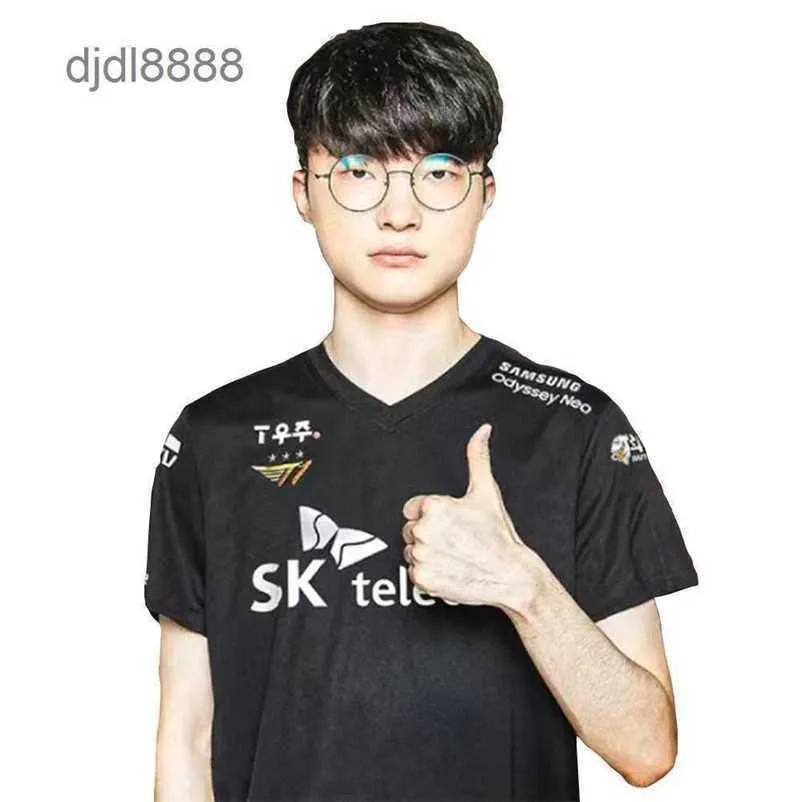 メンズTシャツ2023 LOL S12 T1ブラックジャージーLCK SKT FAKER KERIA ZEUS ONER GUMAYUSI PRINT TシャツMEN女性EスポーツHOMBRE TOP TEES