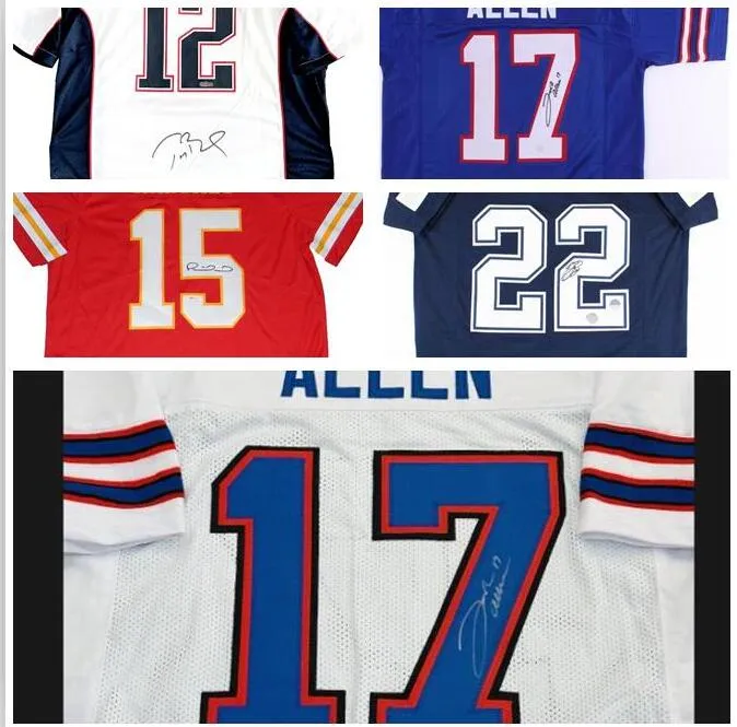 Travis Kelce Josh Allen AJ Green Patrick Brady Mahomes Rodgers Emmitt Smith Burrow Lawrence Taylor Gronkowski a signé autographe autochtones auto-shirts 2024