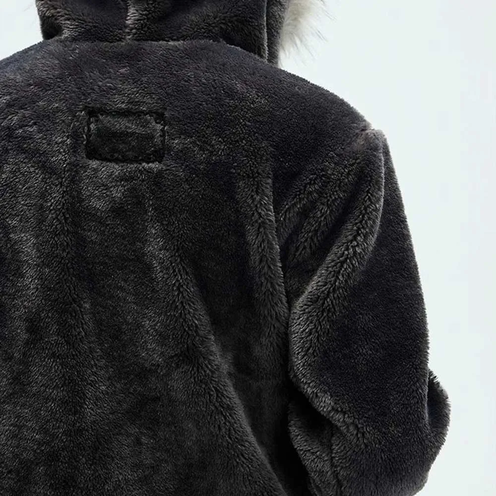Y2K Mens Hooded Fur Fluffy Jacket Mens Thick, Warm, And Y2K Mens Hooded Fur Fluffy Jacket Mens Thick, Warm, And