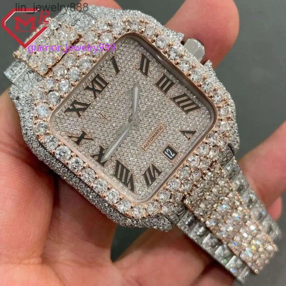 Mens Bustdown Diamond Iced Out Moissanite Hip Hop Watch for Rappers