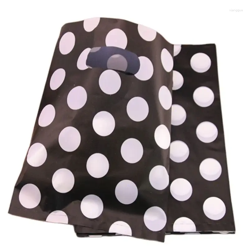 Presentförpackning design grossist 100 st/parti 20 25 cm svart mode polka dot förpackning av plastpåsar