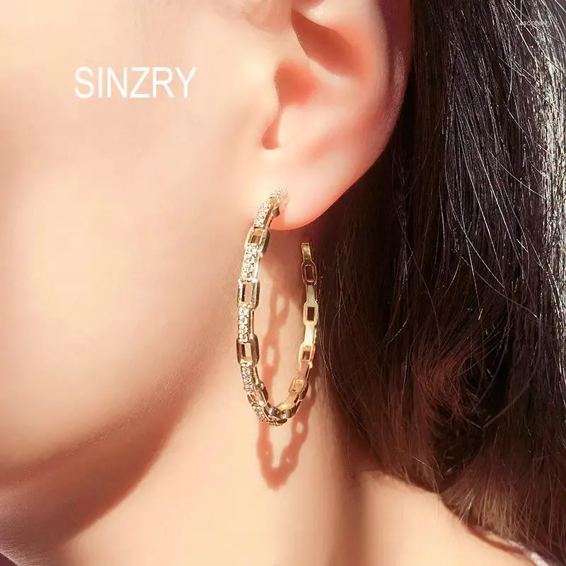 Серьги Серьги Sinzry Fashion Elegant Hollow Circle Циркон творческий винтаж уникальные серьги женщин костюмы украшения