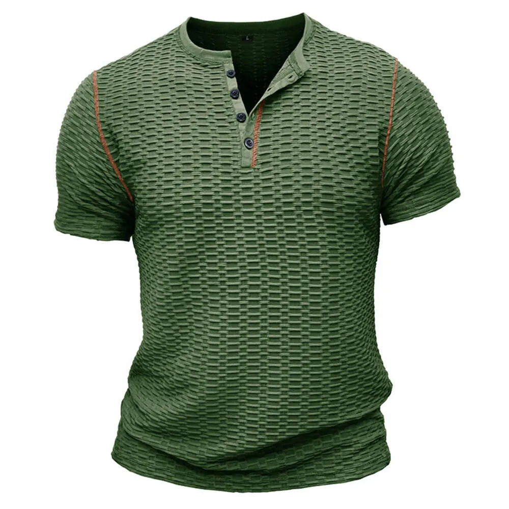 Maillot De Corps One-Piece Homme - Henley Manches Courtes Coton Élastique - Vêtement Maison Confortable