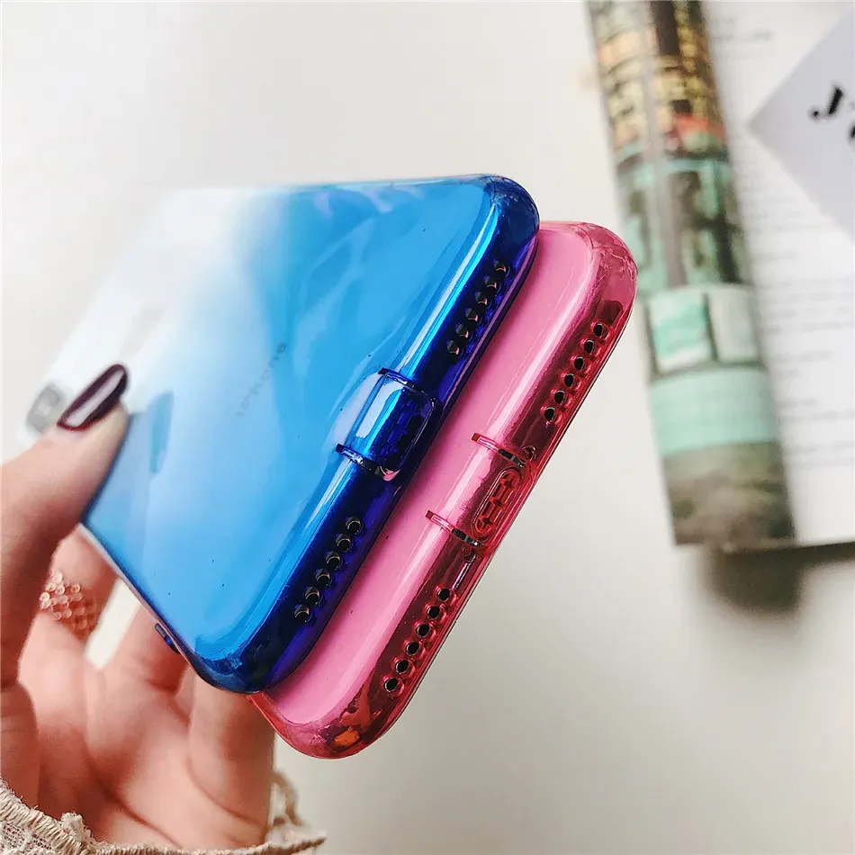 Gradient Color Ultra Thin Clear Phone Case For iPhone XS Max XR X 7 8 6s 6 Plus Soft TPU Cases Fundas