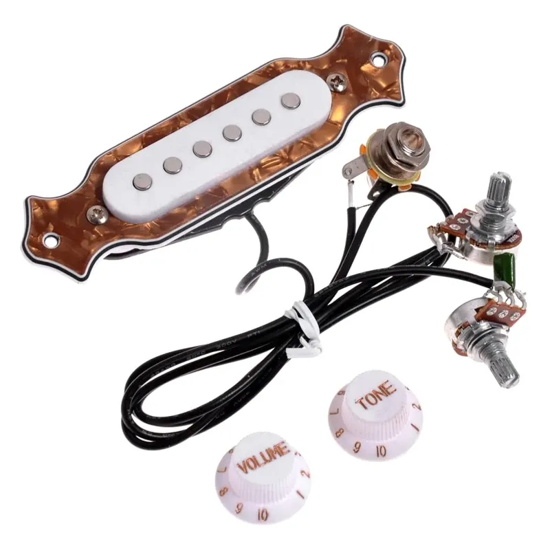 Cables 6string Single Coil Magnetic Acoustic Guitar Soundhole Pickup with Volume & Tone Pots