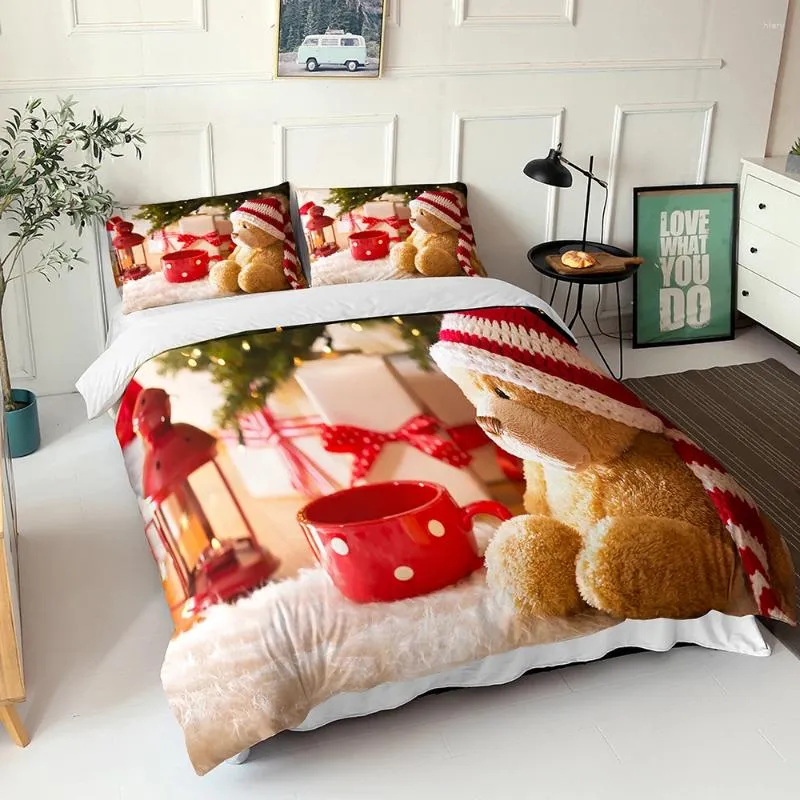 Set di biancheria da letto 3d inverno simpatico orsacchiotto orsacchiotto con pipistrelli da letto camera da letto con federe fabic per bambini