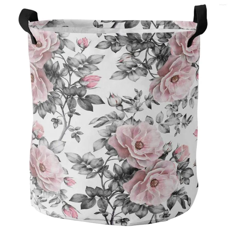 Sacchetti lavanderia fiori bouquet rose cesto sporco pieghevole arrotondomare organizzatore per la casa abbigliamento per bambini stoccaggio giocattolo