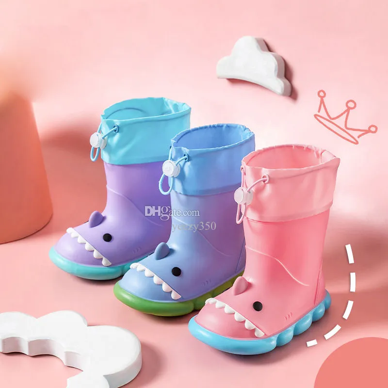 Designer Waterproof Childrens Rain Boots For Kids Cute Style Sneakers With Letter Print PVS Technology Season Proof Water Knee Boot For Boys And Girls From Yeezy350 11.4 DHgate.Com