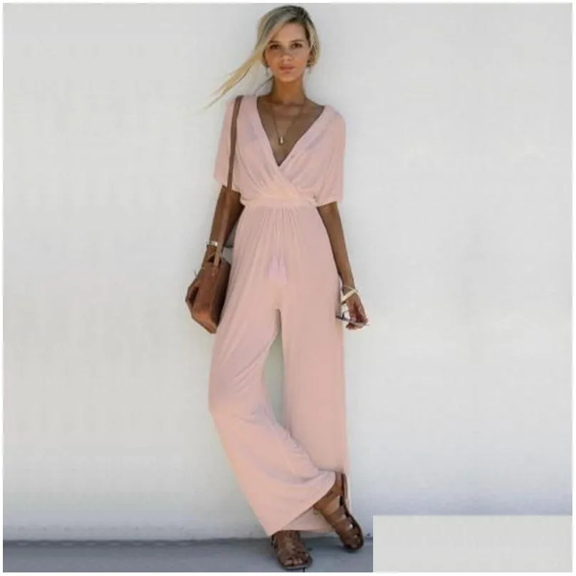 Kvinnor Jumpsuits Rompers Style Cross midja Deep V Drop Delivery Apparel Clothing Dhhia