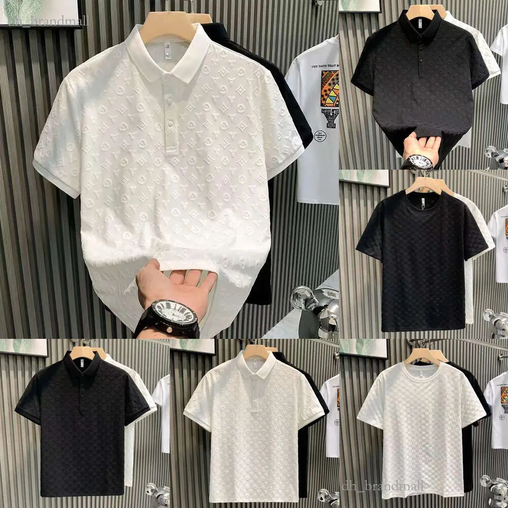 2024 Fashion Luxury Jacquard Casual Polo Shirt Summer Ny bekväm andningsbar ungdom Slim Lapel Kort ärm T-shirt Män