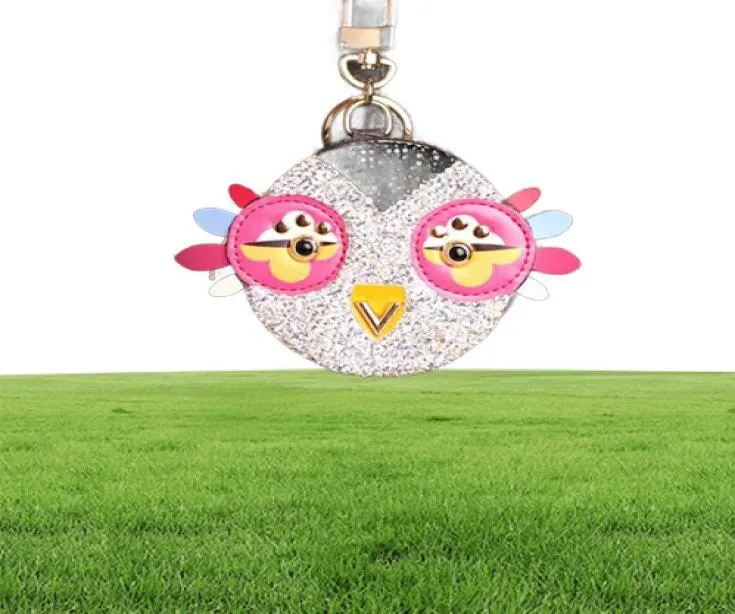 Söt uggla kycklingkristalltecknad anime myntväskan nyckelchain hänge pu läder plånbok nyckel kedja för kvinnor väska charm4392433