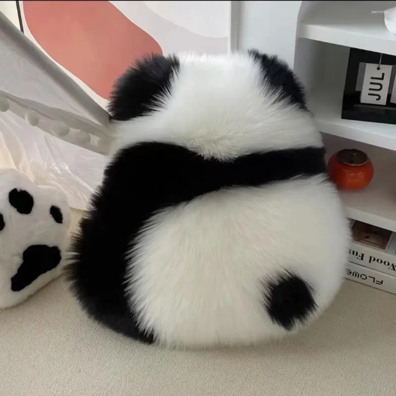 Yastık peluş atma taklit yün alt ped kanepe koltuk bel koruması sevimli panda geri