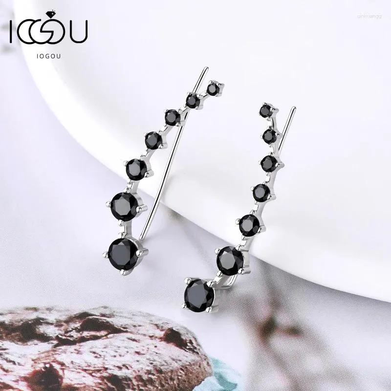 Pendientes de espalda Black/ White 7 estrellas MOISSANITE PUNFLA CRIPTOR PIERCING STIPBER PARA MUJER Silver 925 Personalidad Joyería Fina Fiesta de regalos