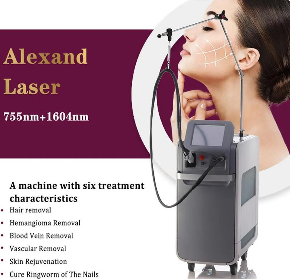 Épilation de cheveux de haute qualité Laser 1064 755 Long Pulse Nd Yag Machine d'épilation au laser Alexandrite Laser Skin Retheunation Beauty Machine de deux ans Garantie