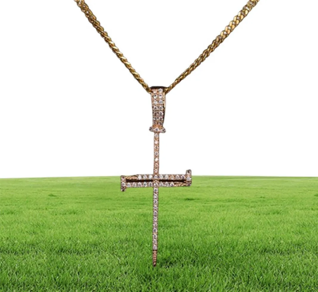 S Manwomen Nail Cross Cross Counglace Penne Hip Hop Dewelly Bling Ice Out Cubic Ciranrope Chain для подарочного 6923899