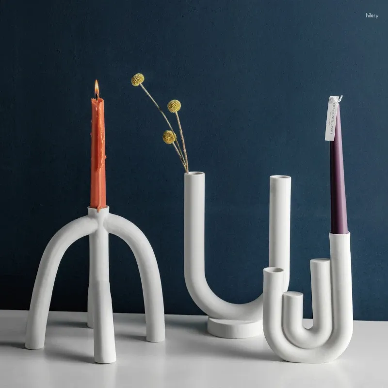 Posiadacze świec Nordic kontraktowane herbatniki rurowe kreatywne świecznik rzemieślniczy wystrój domu