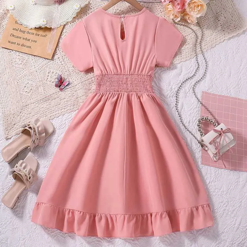 open lace back dress Brittany Short Sleeve Maxi Dress in Pink Floral main image 1