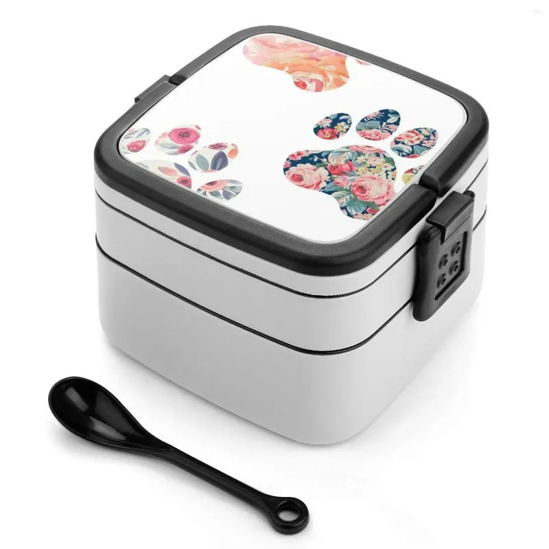 Servies voor een servies Bloemprint Trio Bento Box School Kinderen Lunch rechthoekige lekkendichte container Pretty Girly Trendy Cute Cute Adopt Winkel