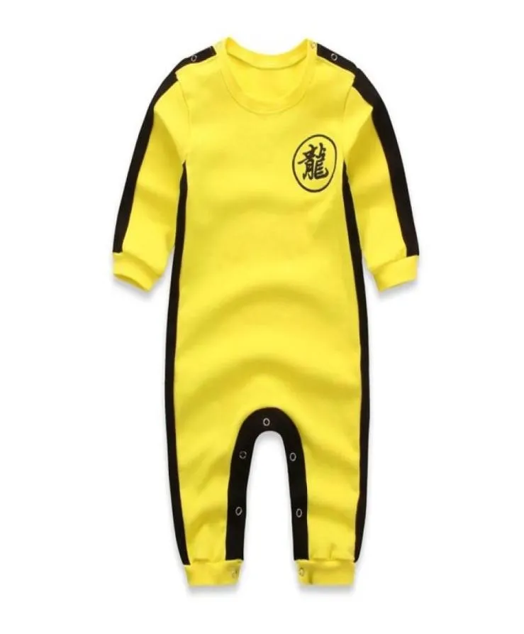 2018 New Bruce Lee Baby Boys Clothes Romper Chinese Kong Fu Infant Jumpsuit Hero Newborn Baby Costume Climbing8294184