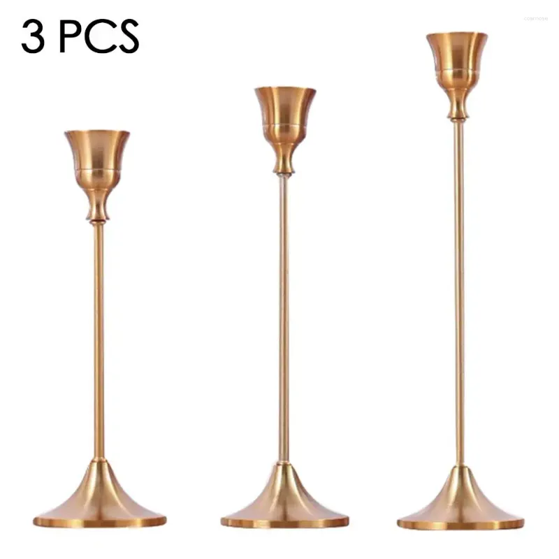 Bandlers 3pc Holder Copper Metal Placing Bandlestick European Western Wedding Decoration Props Valentin's Day Gift Ornement