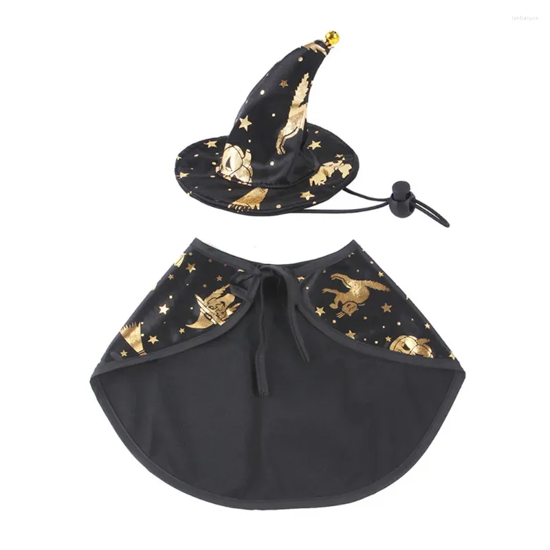 Chapeau de vêtements de chien imprimé wizard cape petites tenues halloween cap en polyester