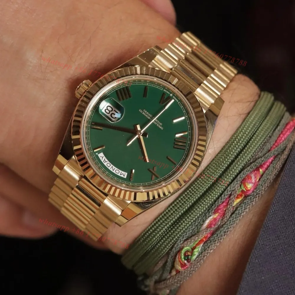 Luxury Rollex Men's Automatic Gold Watches For Men With Green Roman ...