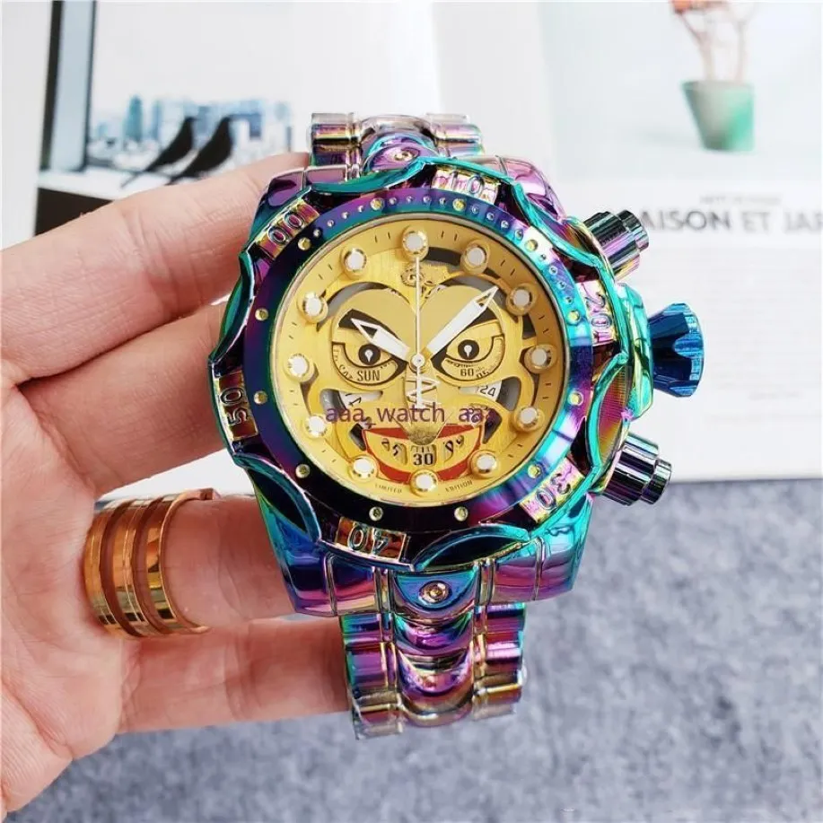 2021 Selling TA Sports Casual Calendar Quartz Men's Watch Clown Personality Large Dial Steel Belt Folding Buckle watches307u