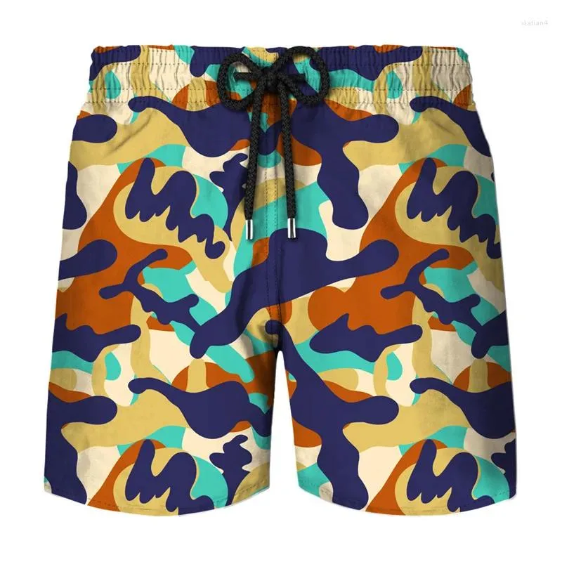 Shorts masculinos moda 3d camuflagem impressão masculino gente de rua infantil calças de tamanho curto