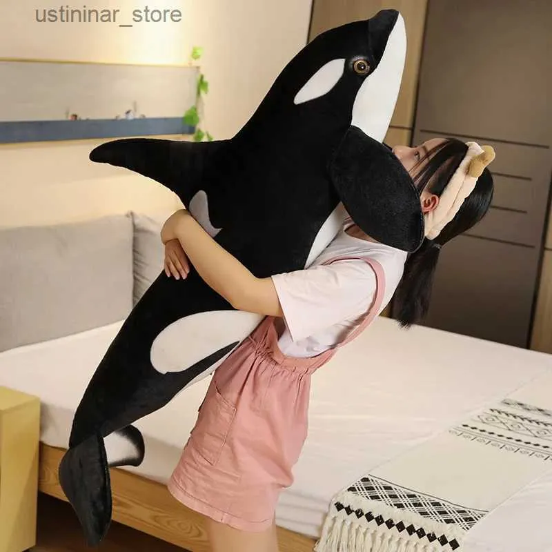 Fyllda plyschdjur Giant Killer Whale Plush Toy Pillow For Kids Bedroom Decoration Soft and Huggble Stuffed Ocean Animal Fish Fluffy Doll L47